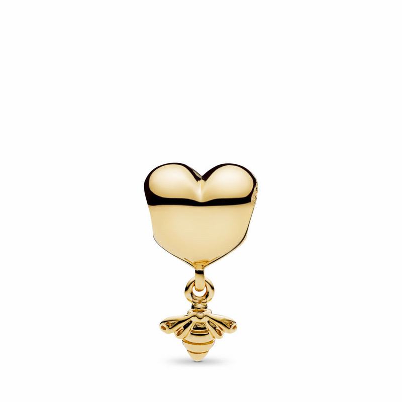 Pandora Shine™ Heart & Bee Charm - 18ct Gold Plated - Canada | NQ9589NG